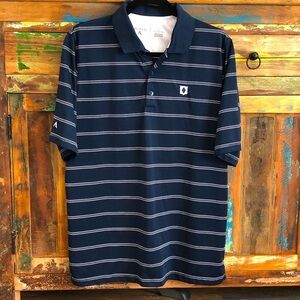 Antigua Golf Polo Shirt Mens L Navy Blue Stripe